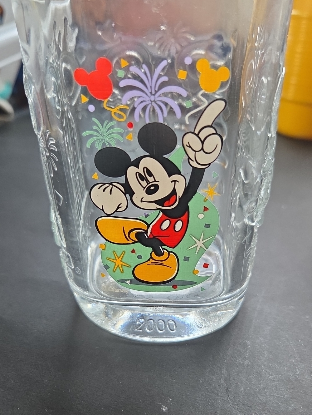 Disney Mickey Mouse Clear Glass Tumbler - Red, Yellow, Black